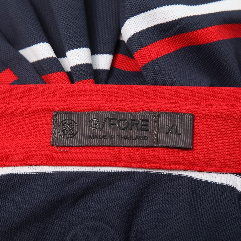 G/FORE Polo Shirt Mens Extra Large Navy Red Stripe Westchester Hills Golf Club - Picture 6 of 13
